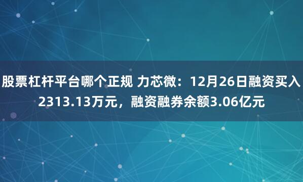 股票杠杆平台哪个正规 力芯微：12月26日融资买入2313.13万元，融资融券余额3.06亿元