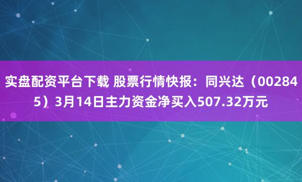 实盘配资平台下载 股票行情快报：同兴达（002845）3月14日主力资金净买入507.32万元